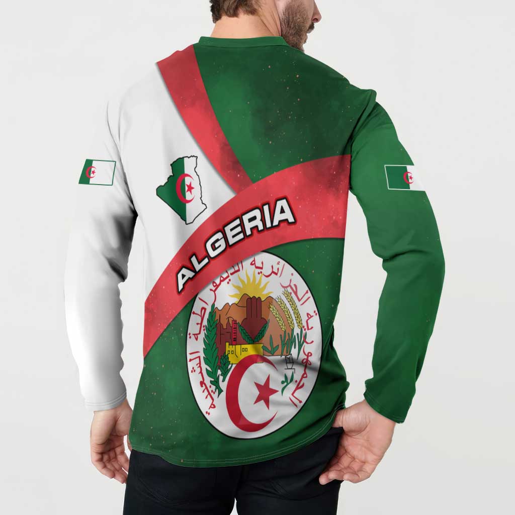 Algeria Button Sweatshirt with National Emblem and Map Design