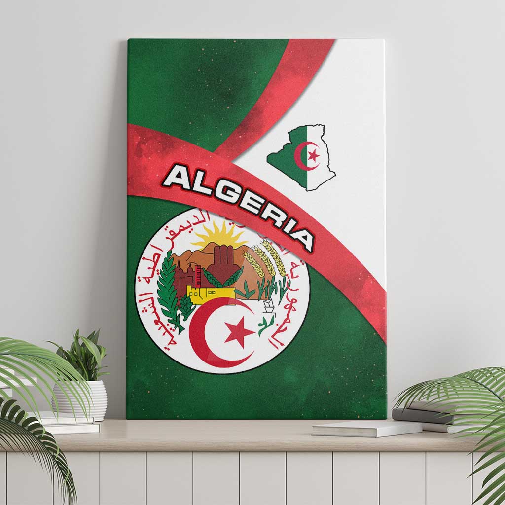 Algeria Canvas Wall Art with National Emblem and Map Design