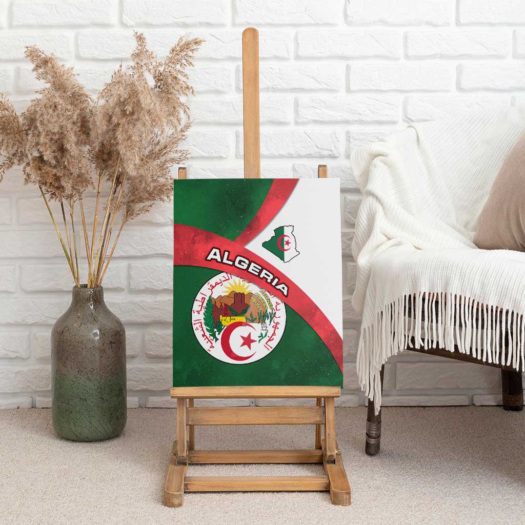 Algeria Canvas Wall Art with National Emblem and Map Design
