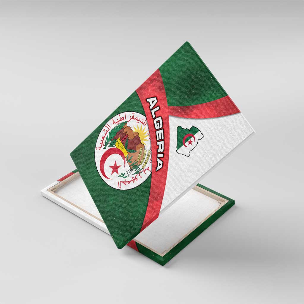 Algeria Canvas Wall Art with National Emblem and Map Design