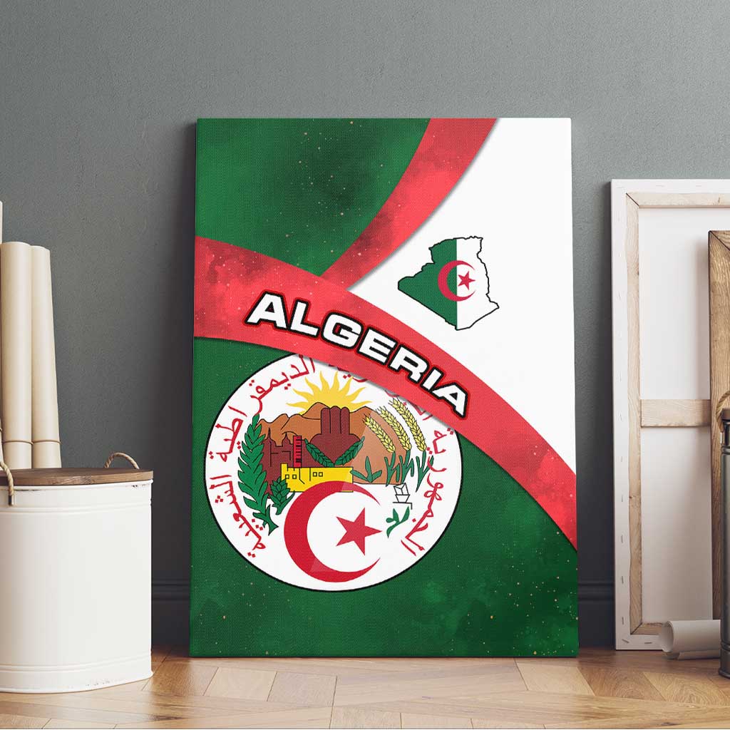 Algeria Canvas Wall Art with National Emblem and Map Design