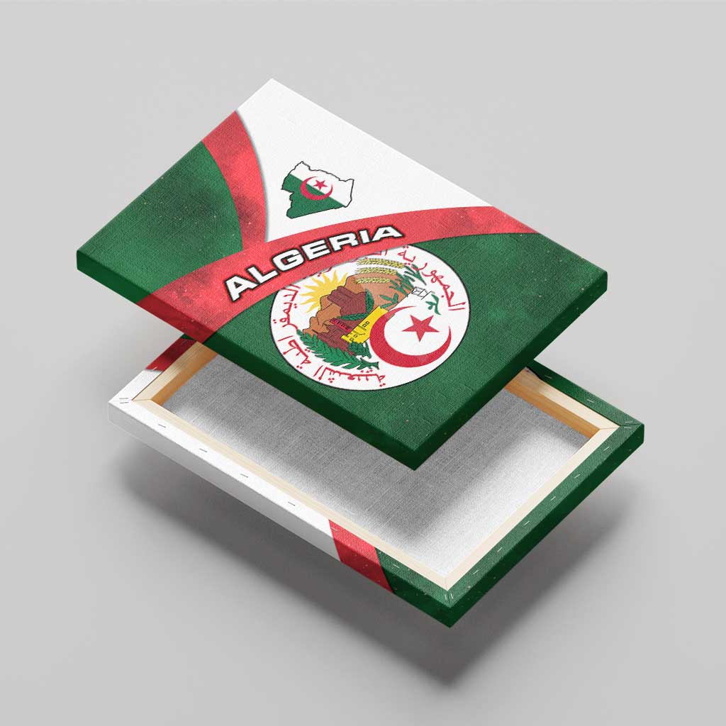 Algeria Canvas Wall Art with National Emblem and Map Design