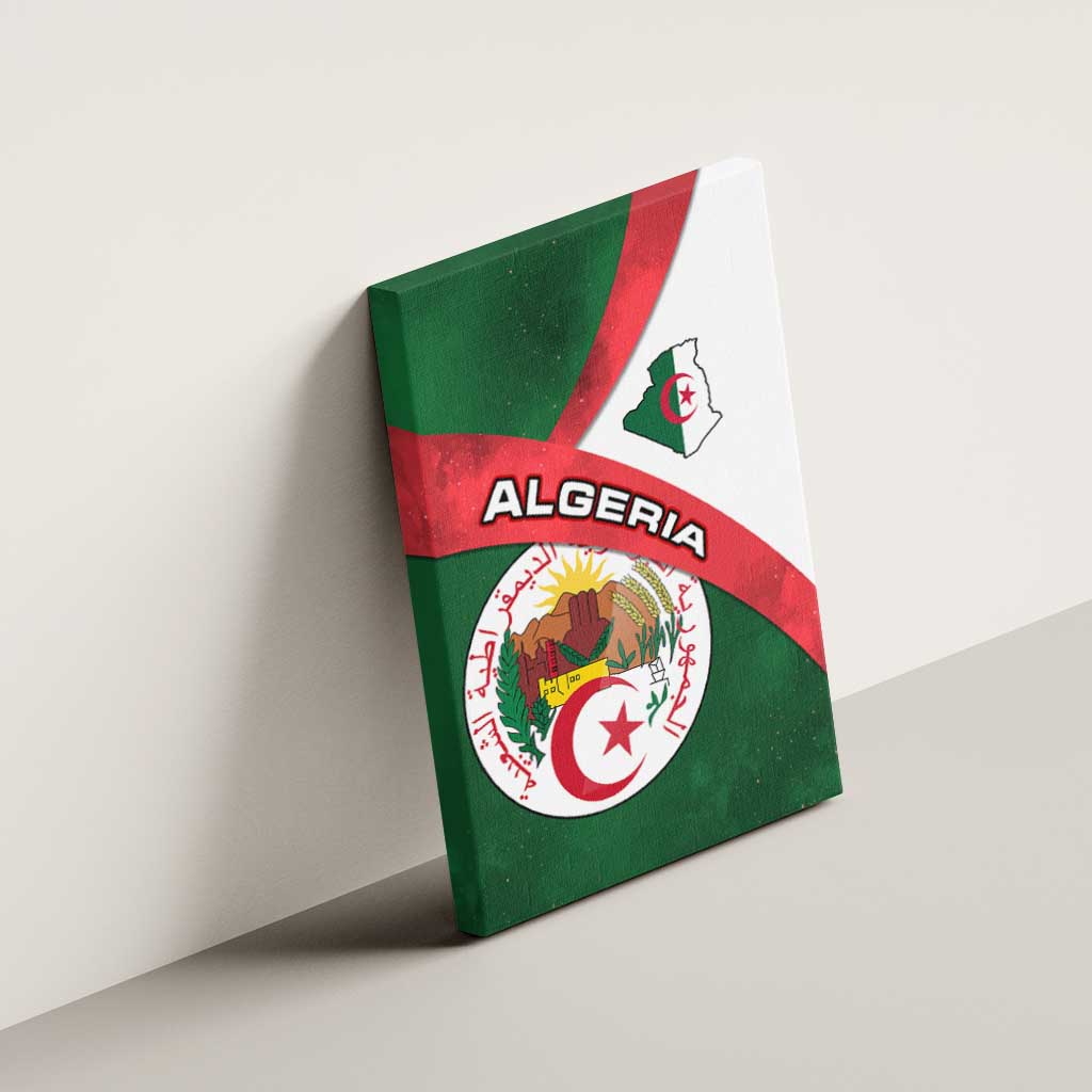 Algeria Canvas Wall Art with National Emblem and Map Design