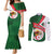Algeria Couples Matching Mermaid Dress and Long Sleeve Button Shirt with National Emblem and Map Design