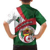 Algeria Family Matching Long Sleeve Bodycon Dress and Hawaiian Shirt with National Emblem and Map Design