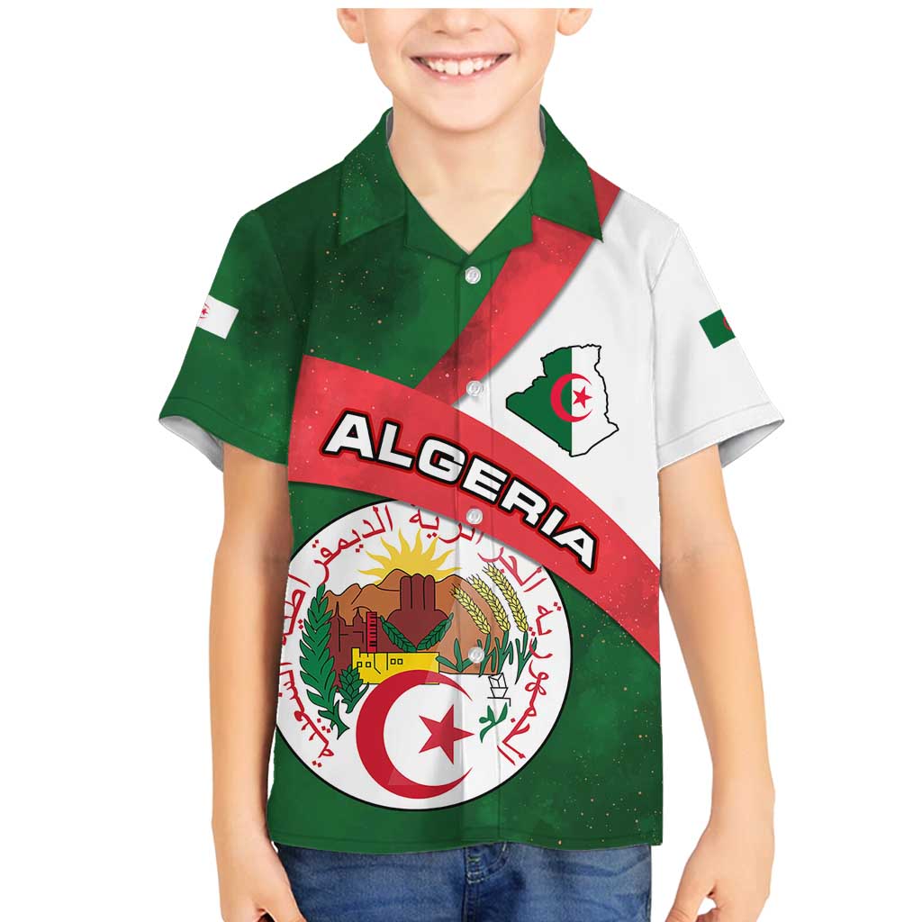 Algeria Family Matching Mermaid Dress and Hawaiian Shirt with National Emblem and Map Design