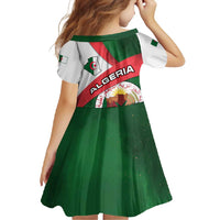 Algeria Family Matching Off Shoulder Maxi Dress and Hawaiian Shirt with National Emblem and Map Design