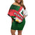 Algeria Family Matching Off Shoulder Short Dress and Hawaiian Shirt with National Emblem and Map Design