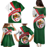 Algeria Family Matching Puletasi and Hawaiian Shirt with National Emblem and Map Design