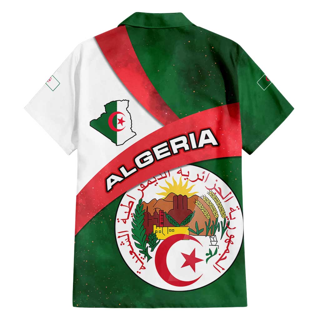 Algeria Family Matching Summer Maxi Dress and Hawaiian Shirt with National Emblem and Map Design