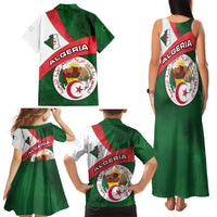 Algeria Family Matching Tank Maxi Dress and Hawaiian Shirt with National Emblem and Map Design