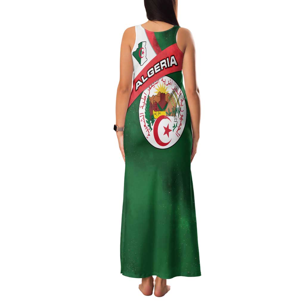 Algeria Family Matching Tank Maxi Dress and Hawaiian Shirt with National Emblem and Map Design