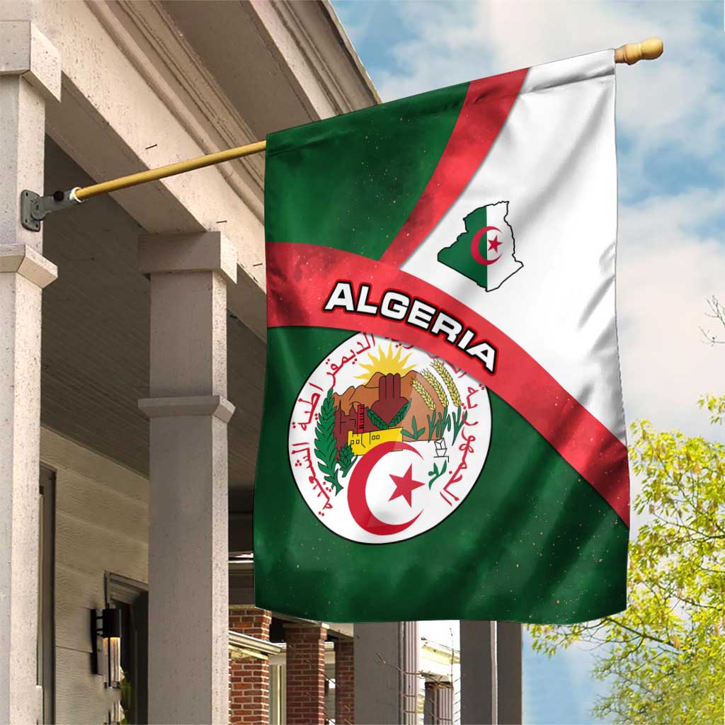 Algeria Garden Flag with National Emblem and Map Design
