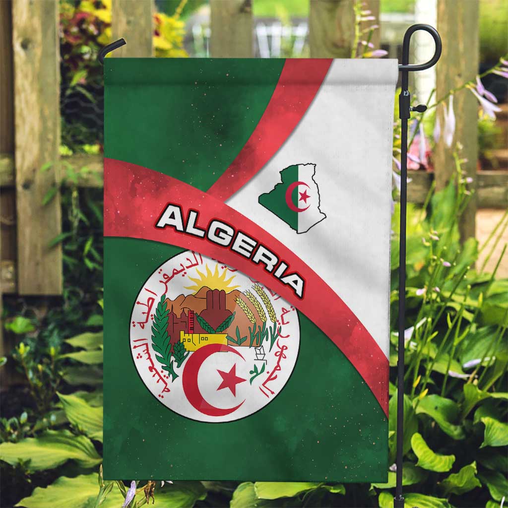 Algeria Garden Flag with National Emblem and Map Design