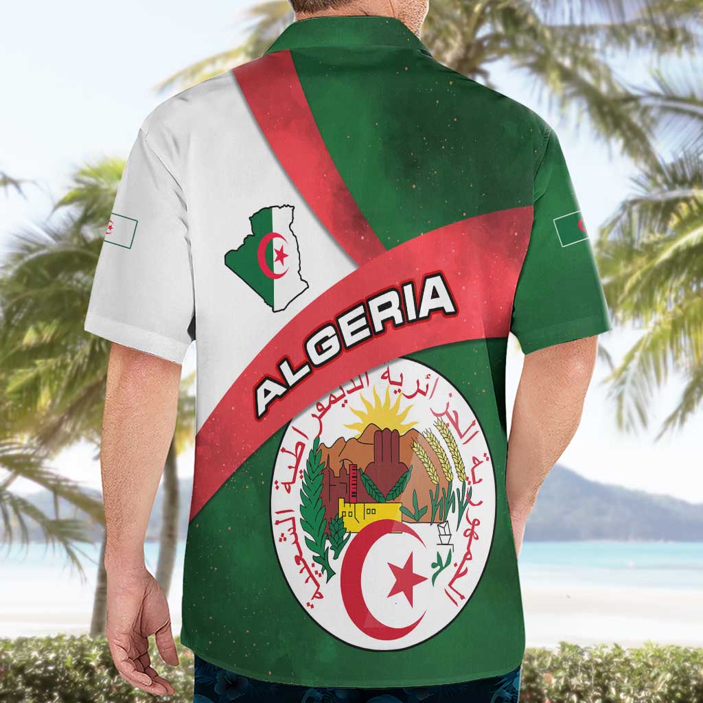 Algeria Hawaiian Shirt with National Emblem and Map Design
