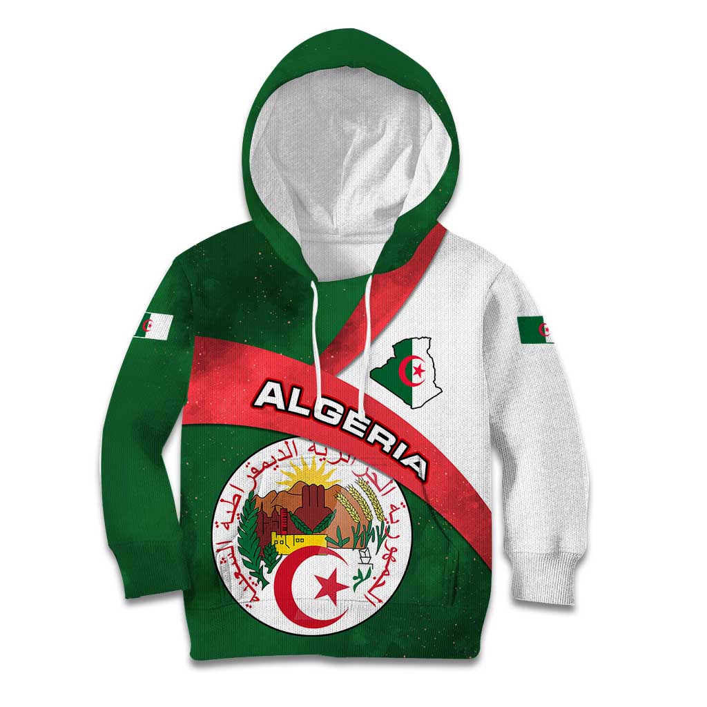 Algeria Kid Hoodie with National Emblem and Map Design