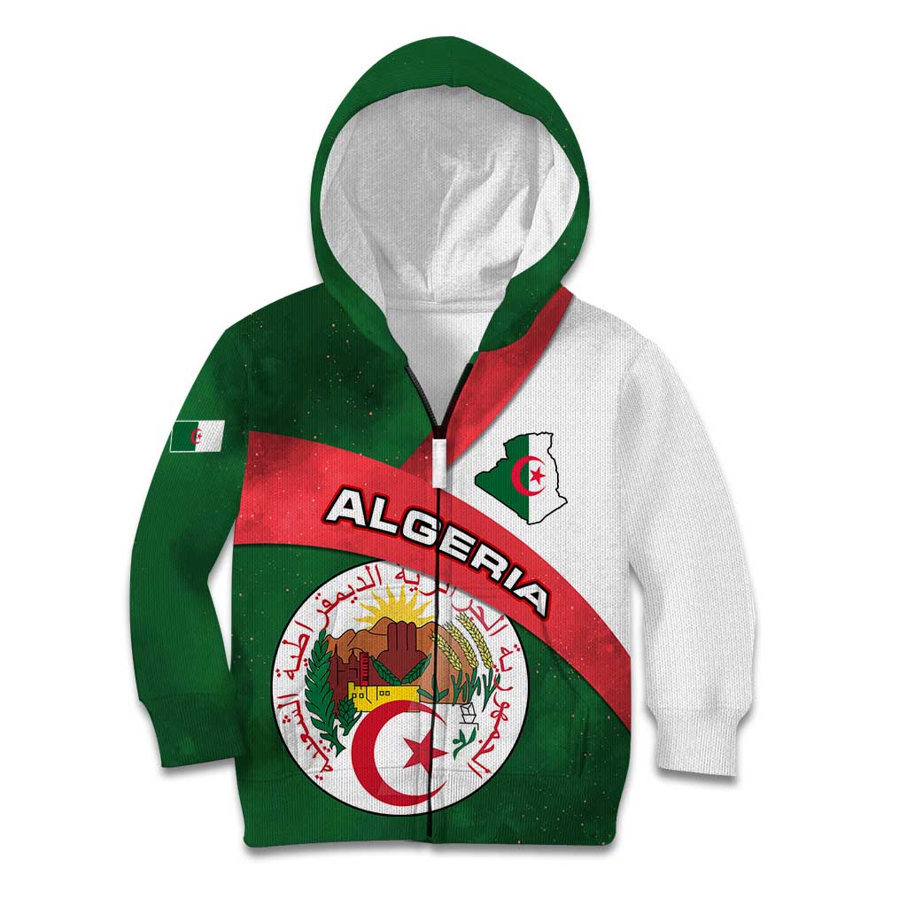 Algeria Kid Hoodie with National Emblem and Map Design