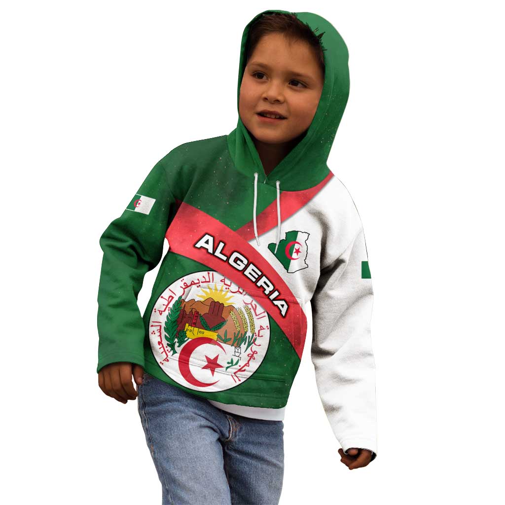 Algeria Kid Hoodie with National Emblem and Map Design