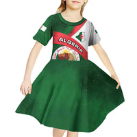 Algeria Kid Short Sleeve Dress with National Emblem and Map Design