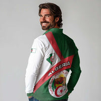 Algeria Long Sleeve Polo Shirt with National Emblem and Map Design