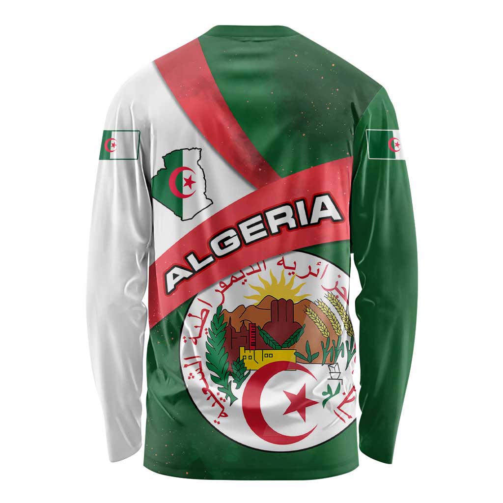 Algeria Long Sleeve Shirt with National Emblem and Map Design