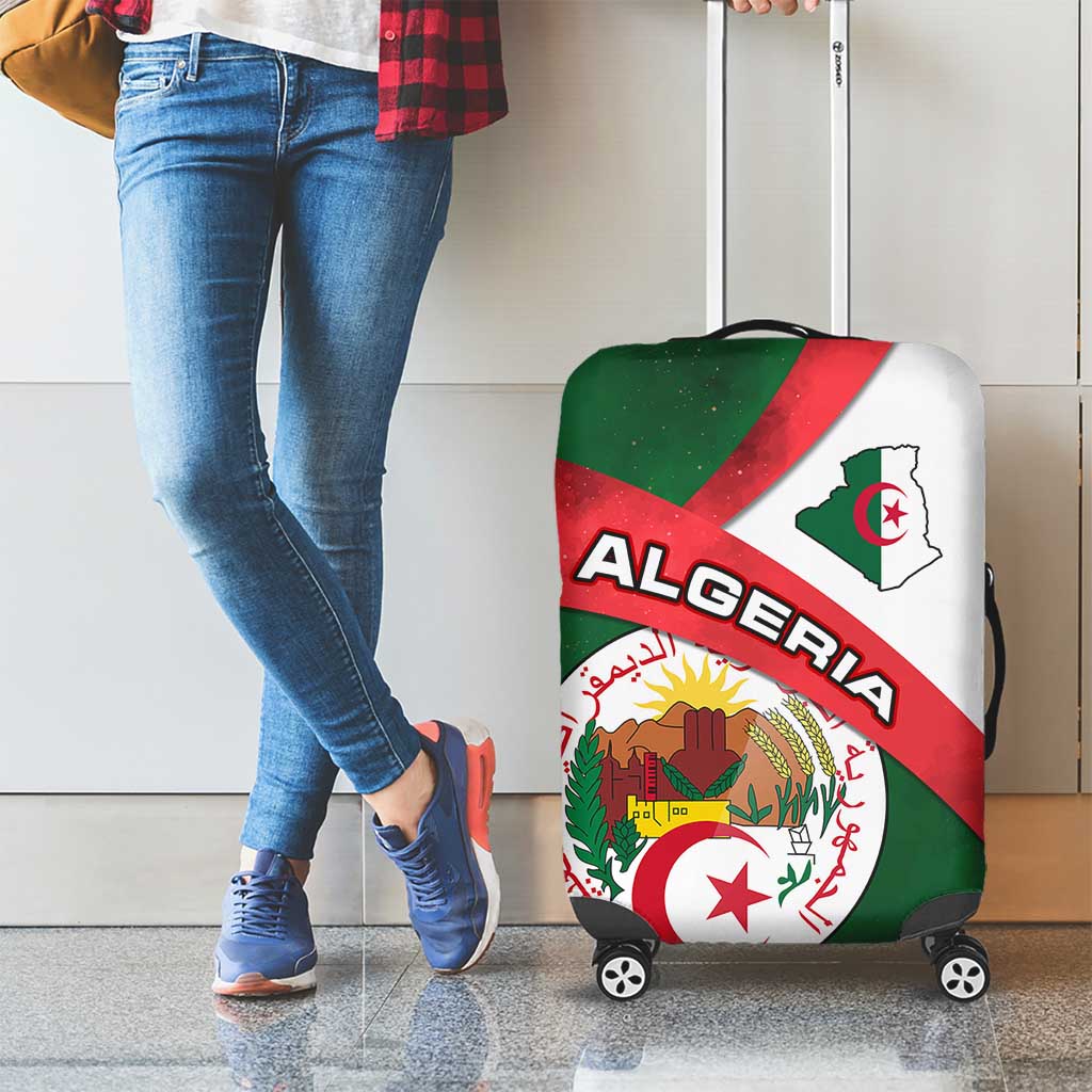 Algeria Luggage Cover with National Emblem and Map Design