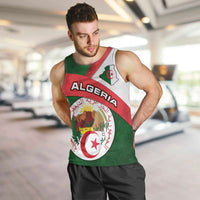 Algeria Men Tank Top with National Emblem and Map Design