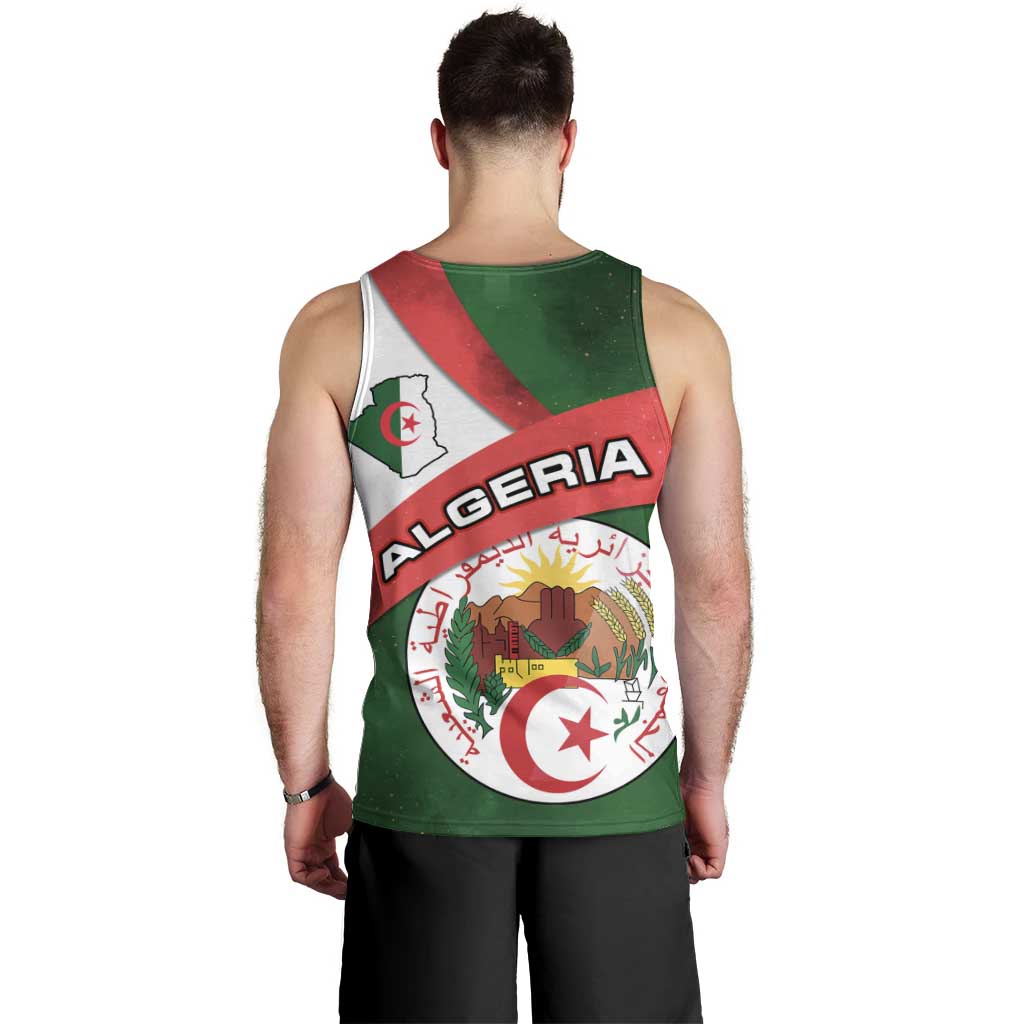 Algeria Men Tank Top with National Emblem and Map Design