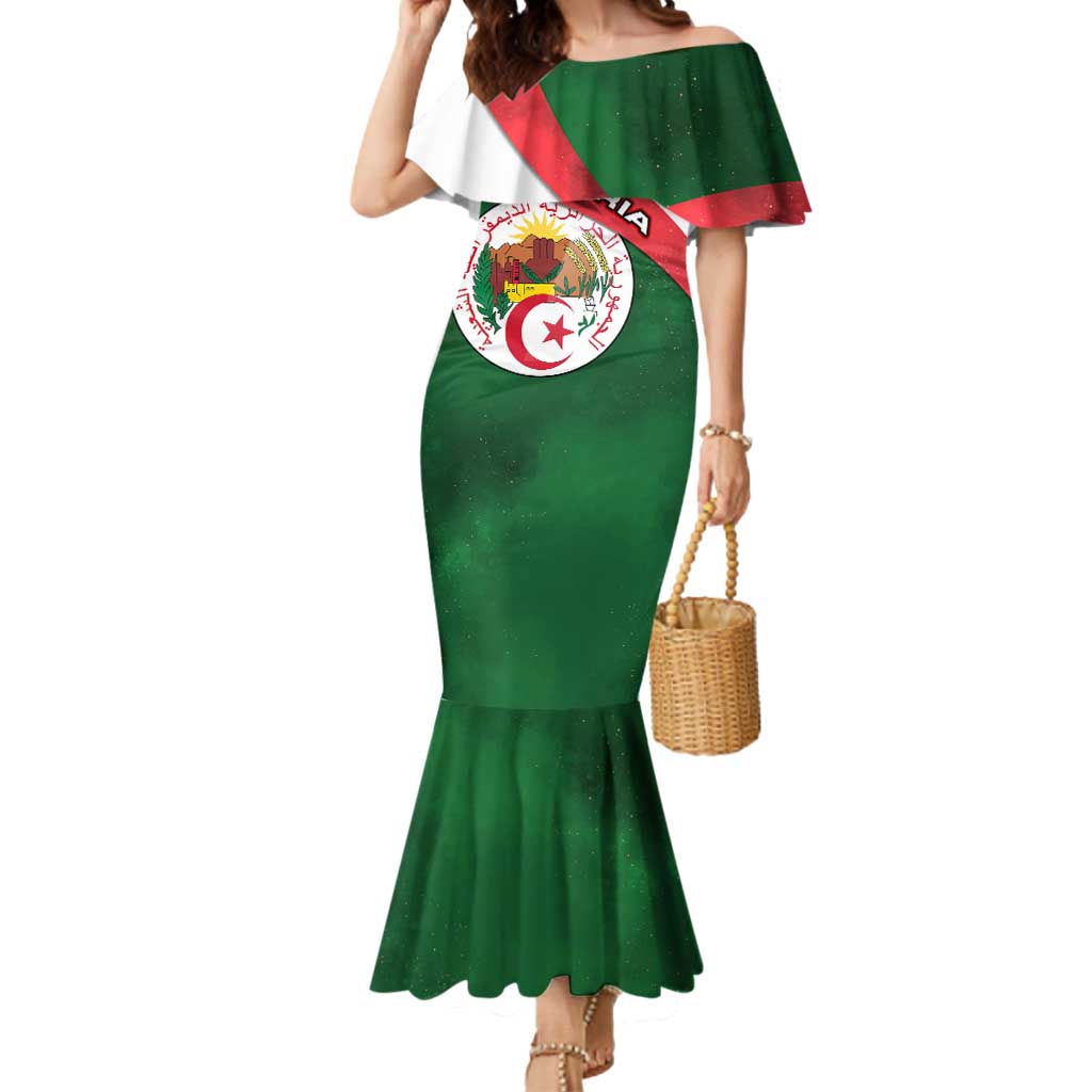Algeria Mermaid Dress with National Emblem and Map Design
