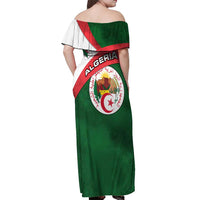 Algeria Off Shoulder Maxi Dress with National Emblem and Map Design