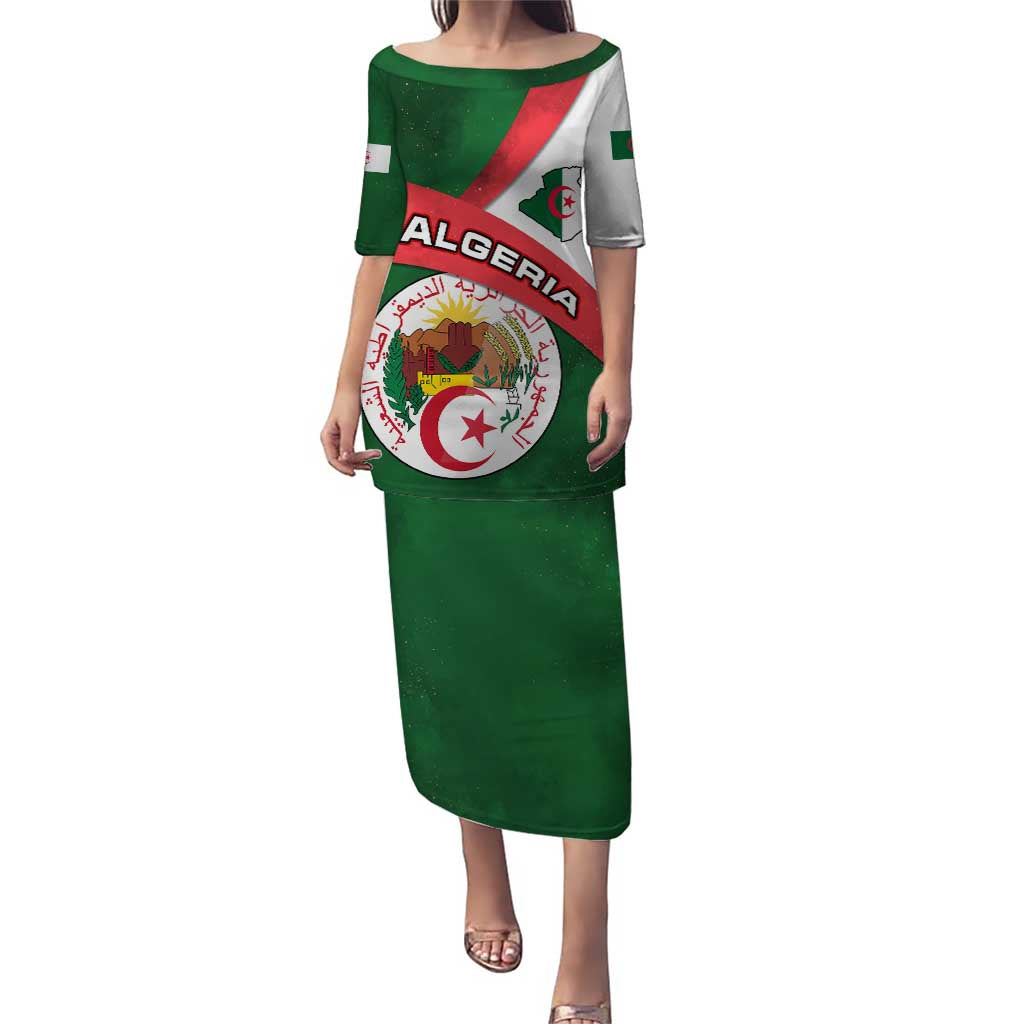 Algeria Puletasi with National Emblem and Map Design