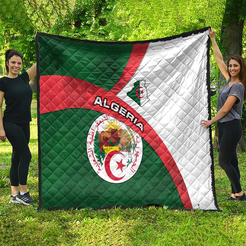 Algeria Quilt with National Emblem and Map Design