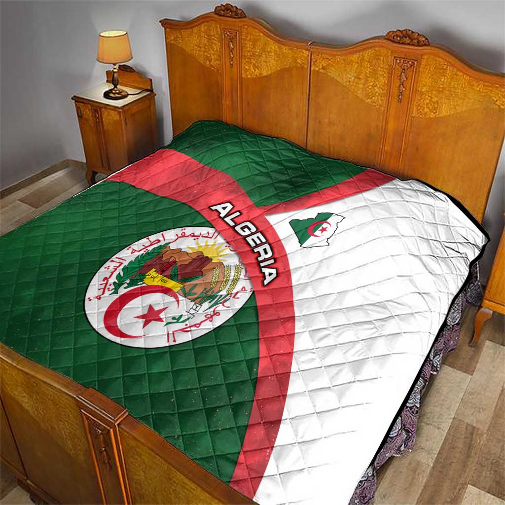 Algeria Quilt with National Emblem and Map Design