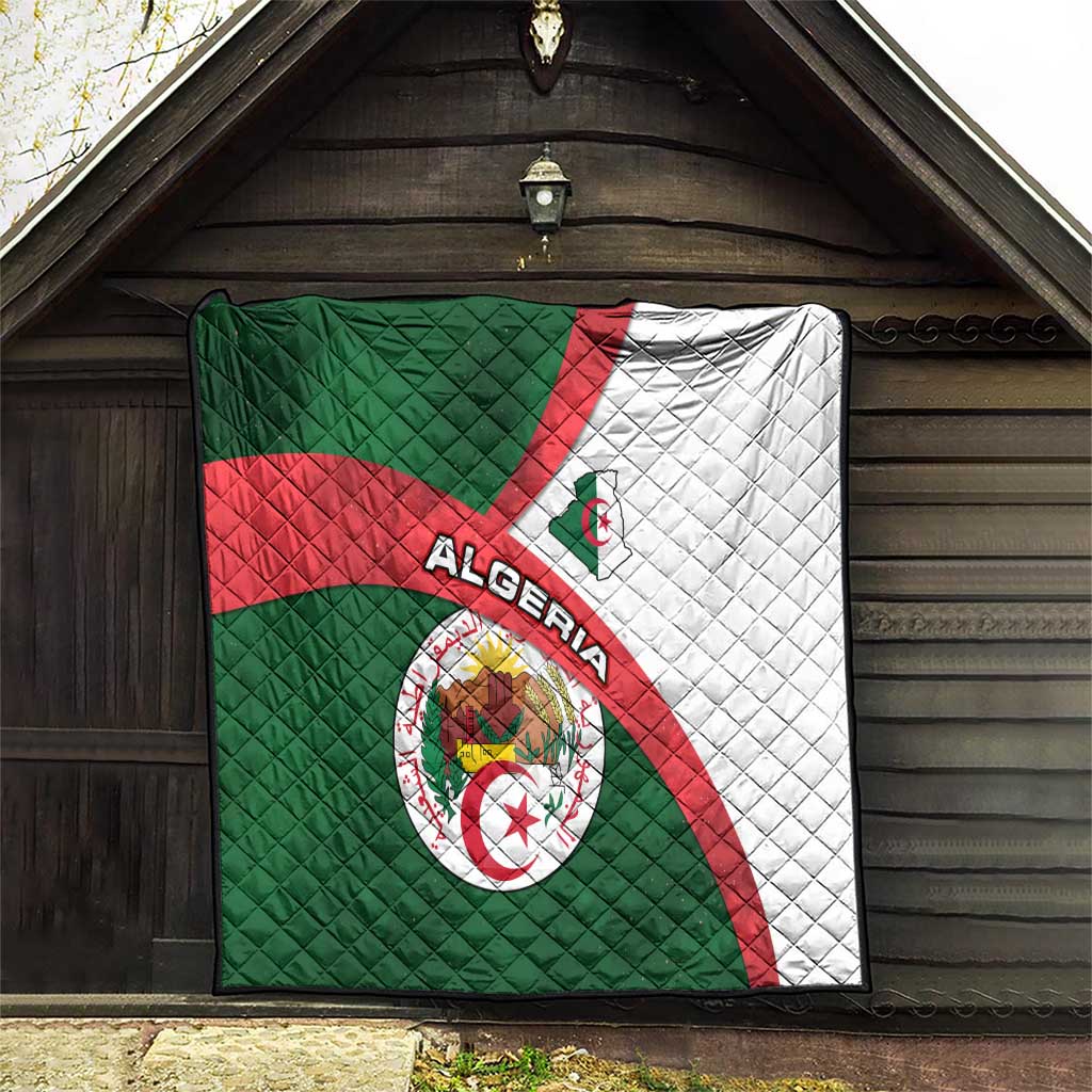 Algeria Quilt with National Emblem and Map Design
