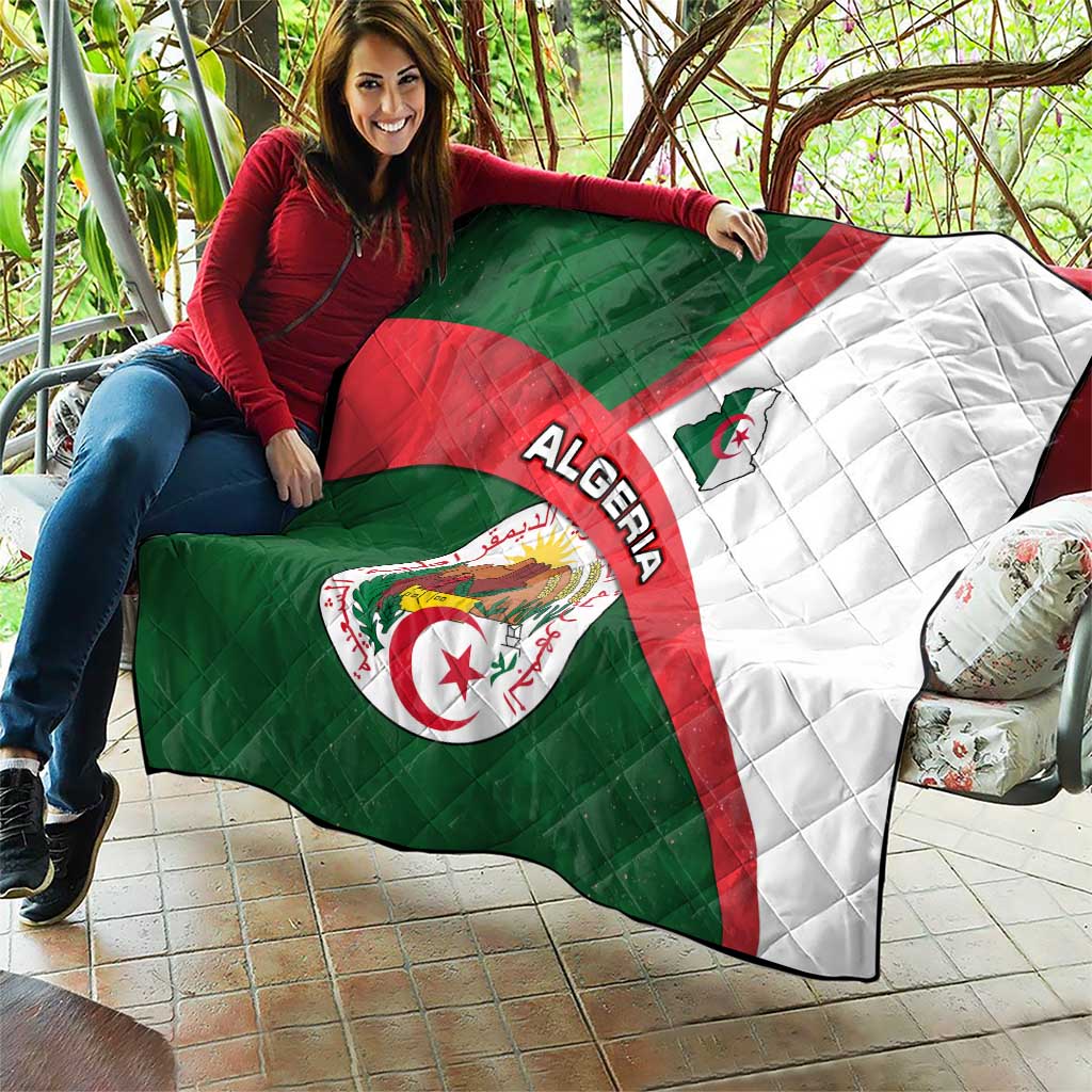 Algeria Quilt with National Emblem and Map Design