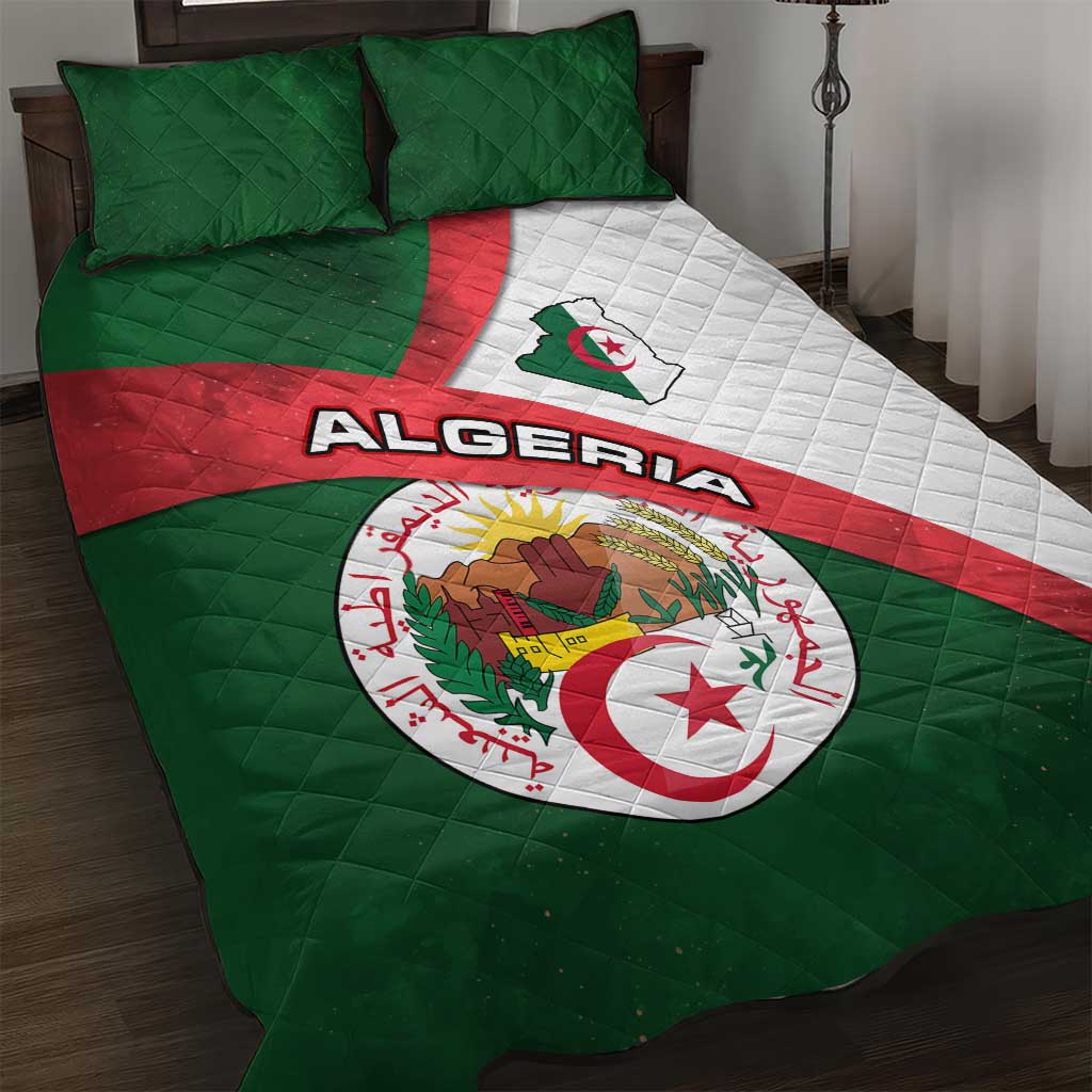 Algeria Quilt Bed Set with National Emblem and Map Design