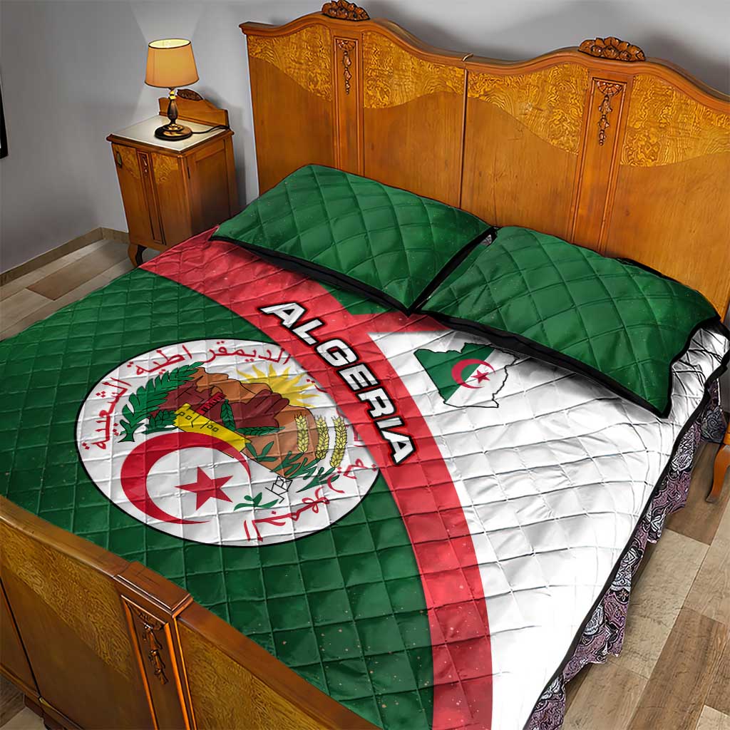 Algeria Quilt Bed Set with National Emblem and Map Design