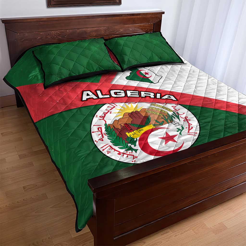 Algeria Quilt Bed Set with National Emblem and Map Design