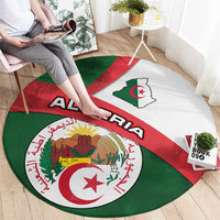 Algeria Round Carpet with National Emblem and Map Design