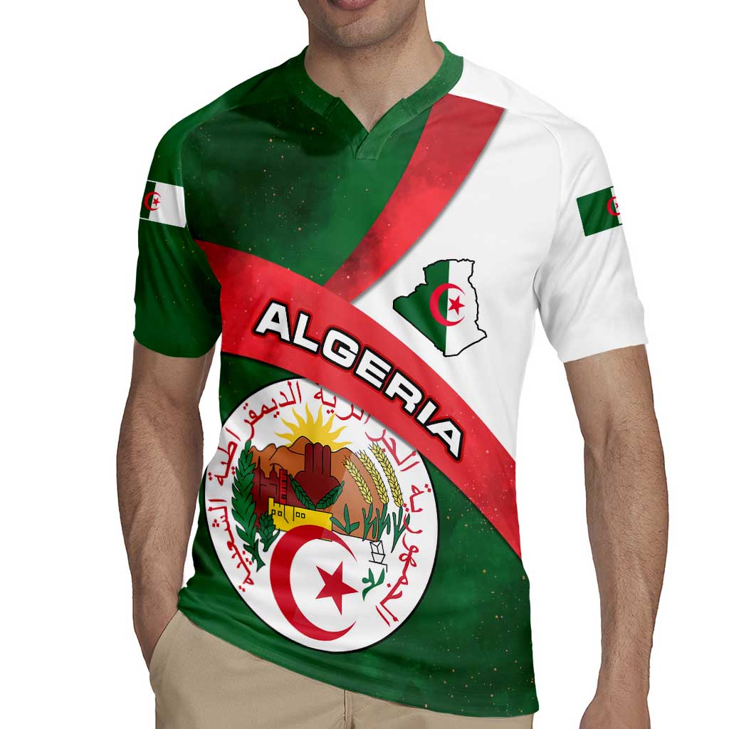 Algeria Rugby Jersey with National Emblem and Map Design