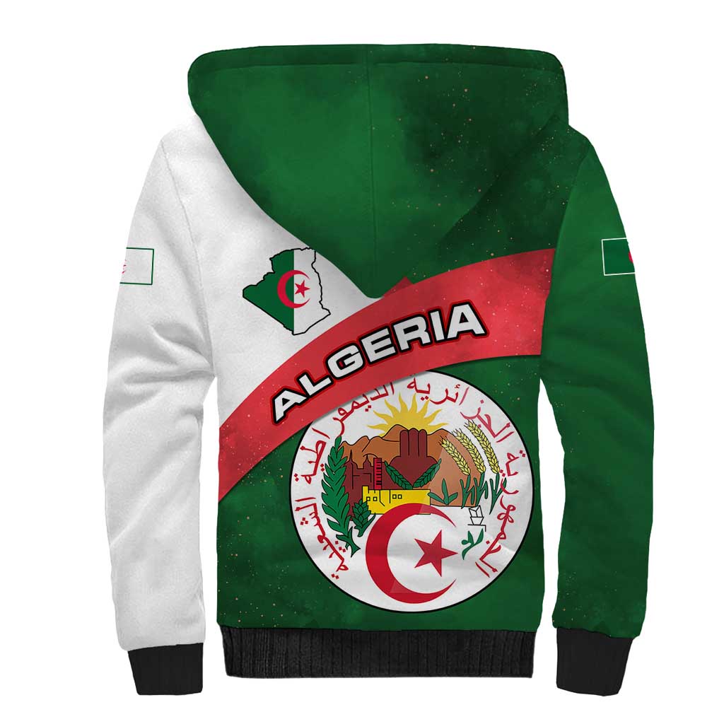 Algeria Sherpa Hoodie with National Emblem and Map Design