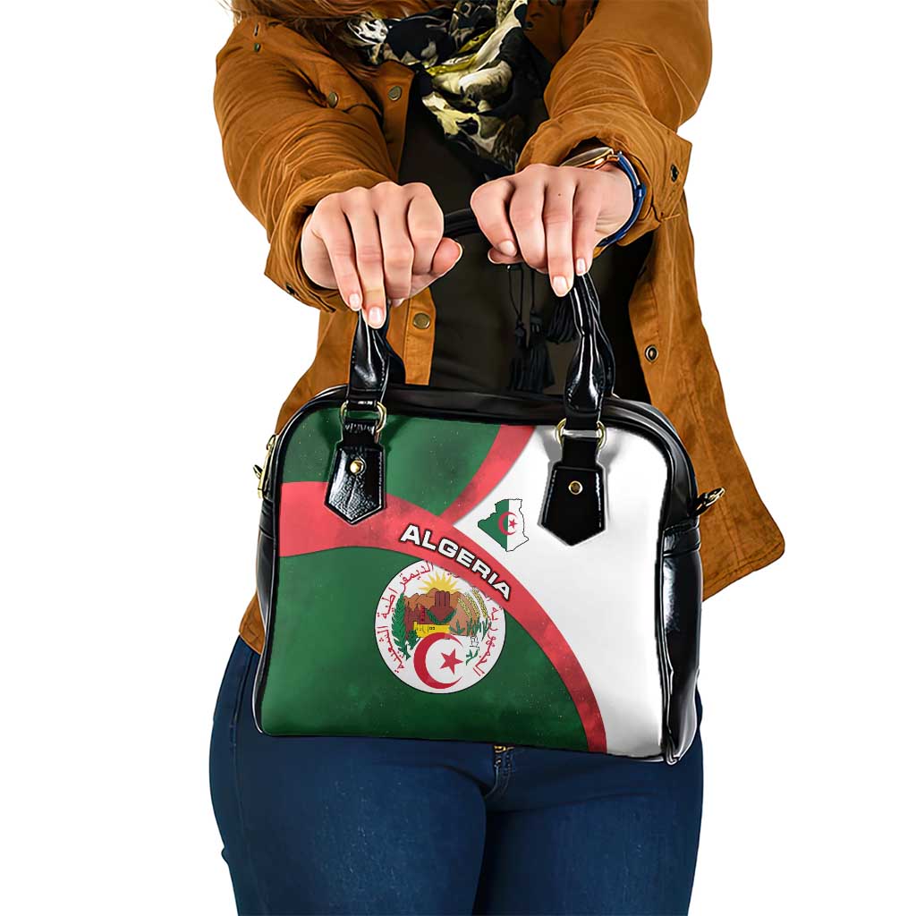 Algeria Shoulder Handbag with National Emblem and Map Design
