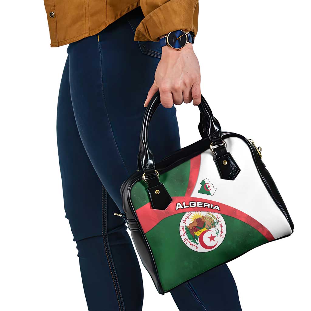 Algeria Shoulder Handbag with National Emblem and Map Design