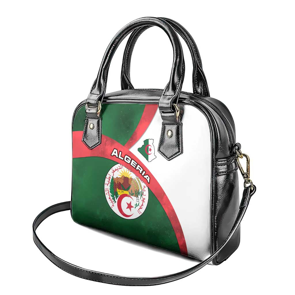 Algeria Shoulder Handbag with National Emblem and Map Design