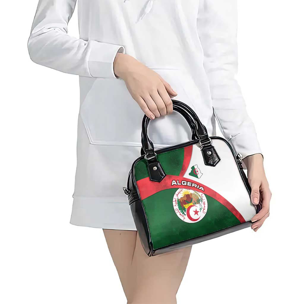 Algeria Shoulder Handbag with National Emblem and Map Design