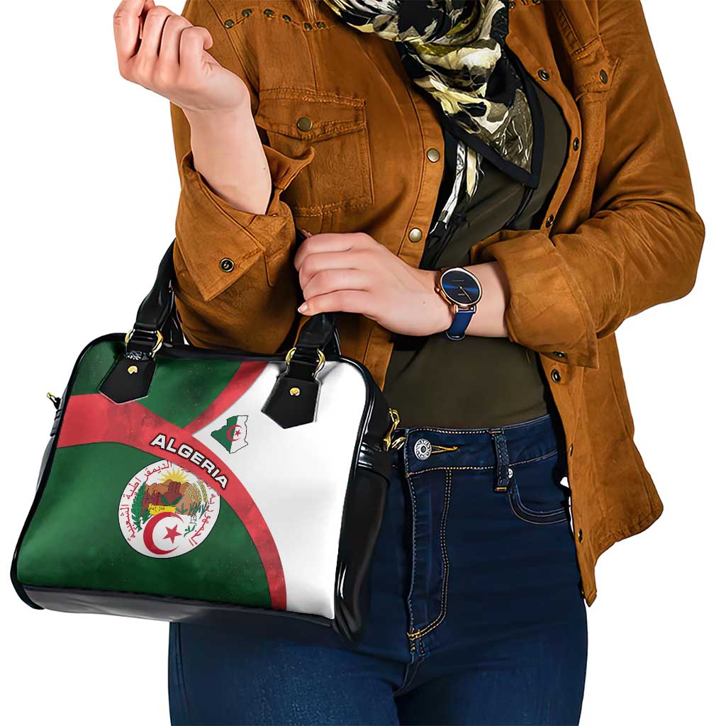 Algeria Shoulder Handbag with National Emblem and Map Design