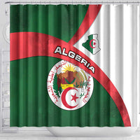 Algeria Shower Curtain with National Emblem and Map Design