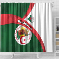 Algeria Shower Curtain with National Emblem and Map Design