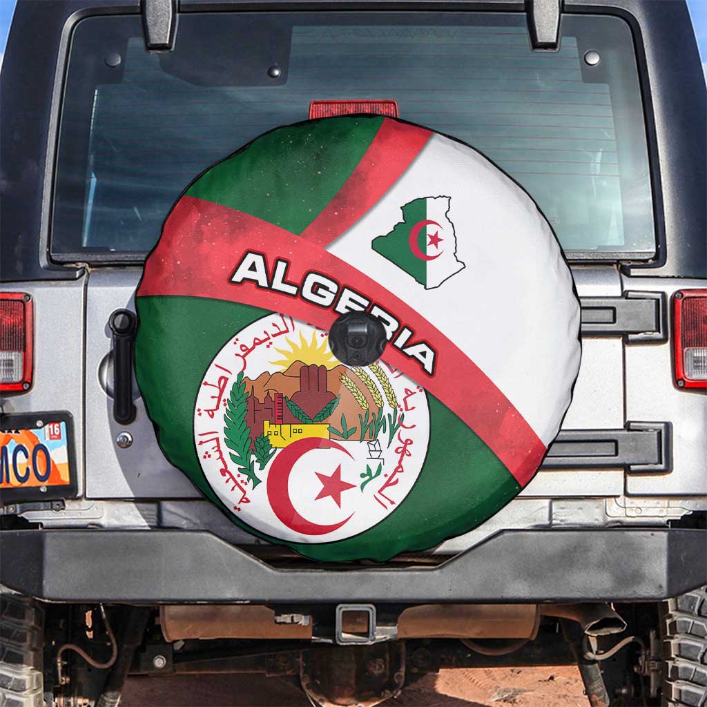 Algeria Spare Tire Cover with National Emblem and Map Design