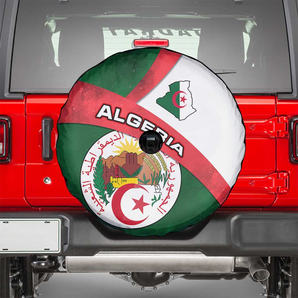 Algeria Spare Tire Cover with National Emblem and Map Design